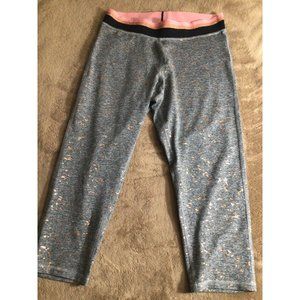 Gold Speckled Cropped Workout Leggings M Banded